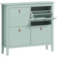 HOMCOM Scarpiera Slim 4 Cassetti per 20 Paia di Scarpe Taglia EU44 e Ripiani Regolabili, 105x24x95.5cm, Verde(m-1)