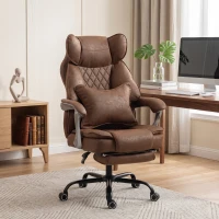 HOMCOM Executive Office Chair, Leathaire Big and Tall Office Chair 180 kg with Wide Seat, Reclining, Lumbar Support, Brown(m-2)