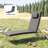 Outsunny Garden Sun Lounger Cushion Replacement Soft Sunbed Reclining Chair Relaxer Pad with Pillow, Cushion ONLY - Grey(m-8)