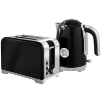 HOMCOM Set fierbător și prăjitor cu termometru, 1,7 l, fierbător 2200 W, prăjitor 2 felii cu 7 trepte de rumenire(m-1)