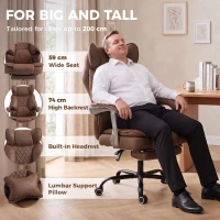 HOMCOM Executive Office Chair, Leathaire Big and Tall Office Chair 180 kg with Wide Seat, Reclining, Lumbar Support, Brown(m-4)