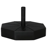 Outsunny Base de Sombrilla Rellenable de Agua 28 kg o Arena 40 kg Soporte de Parasol Octagonal Apto para Postes de 38mm 48 mm para Jardín Terraza Ø60x36 cm Negro(m-1)