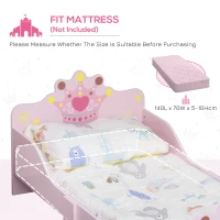 HOMCOM Kids Toddler Bed Princess Crown Theme Safety Side Rails Slats Home Bedroom Furniture Boys Girls 3-6 Years Pink 143 x 73 x 60 cm(m-7)