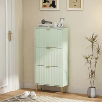 HOMCOM Elegant Three-Drawer Shoe Cabinet - Light Green(m-8)
