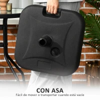 Outsunny Base de Sombrilla Parasol de Playa Pies Soporte de Sombrilla Patio Jardín Lleno de Agua de 20 kg y Arena de 30 kg 46x45x26cm HDPE Negro(m-7)