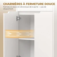 HOMCOM Meuble de salle de bain haut, 2 portes à fermeture douce, tiroir, 3 compartiments ouverts et étagères réglables, blanc(m-7)