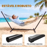 Outsunny Suporte para Cama de Rede de Metal Estrutura para Cama de Rede Carga 120 kg 360x92x112 cm Preto(m-5)