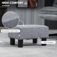 HOMCOM Linen Fabric Footstool Ottoman Cube with 4 Plastic Legs, Grey(m-4)