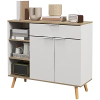 HOMCOM Meuble de rangement buffet cuisine 1 tiroir 1 placard double porte 3 étagères réglables 95 x 35 x 85 cm blanc(m-12)
