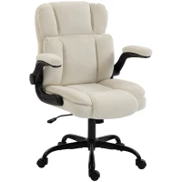 HOMCOM Scaun de Birou Ergonomic din Chenilă, Funcție Balans, Brațe Rabatabile, Înălțime Reglabilă, 70x67x108cm, Bej(m-9)