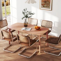 HOMCOM Table à manger rectangulaire pour 6 personnes table de cuisine 150 cm en bois massif 150 x 80 x 76 cm bois naturel(m-10)