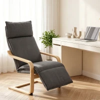 HOMCOM Fauteuil Salon en Lin avec Repose-pieds, Dossier Haut, Gris Foncé(m-5)