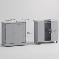 kleankin Meuble salle de bain sous lavabo - meuble sous-vasque - placard 2 portes avec étagère 60L x 30l x 60H cm - en bois Gris(m-3)