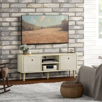 HOMCOM Mobile TV Fino a 50" con 2 Cassetti Removibili e 2 Ripiani Aperti, 110x29x46.5cm, Color Legno Beige(m-10)