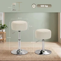 HOMCOM Taburet pentru machiaj din PU, taburet rotativ pentru machiaj, taburet de bar reglabil pe înălțime 51-66 cm, crem(m-3)