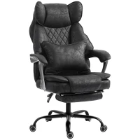 HOMCOM Executive Office Chair, Leathaire Big and Tall Office Chair 180 kg with Wide Seat, Reclining, Lumbar Support, Black(m-1)