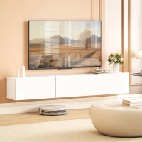 HOMCOM Zwevend tv-meubel, wandmontage, 3 lades, veel opbergruimte, 180 cm, spaanplaat, wit(m-10)