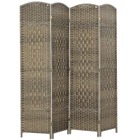 HOMCOM Paravent intérieur en bois 4 panneaux séparateur de pièce pliable pour salon chambre 180 x 180 cm chêne foncé(m-1)