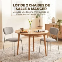 HOMCOM Lot de 2 chaises de salle à manger modernes, chaises de cuisine empilables en tissu effet lin, marron clair(m-6)
