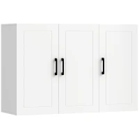 HOMCOM Mobile Bagno da Parete con 3 Ante, Ripiano Regolabile, per Soggiorno e Ingresso, Salvaspazio, 90x30x60 cm, Bianco(m-1)