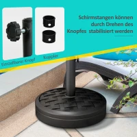 Outsunny Sonnenschirmständer aus Beton 18 kg Schirmständer, Rund Schirmhalter für Sonnenschirm 32/38/48mm Schwarz(m-4)