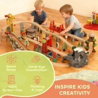 AIYAPLAY 100 Piece Wooden Train Set for Kids 3+ Years with Track, Crane, Battery Operated Train(m-4)