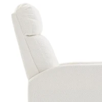 HOMCOM Fauteuil Relax Inclinable, Fauteuil de Relaxation en Peluche Teddy, Assise à Ressorts, Accoudoirs Rembourrés, Crème(m-14)