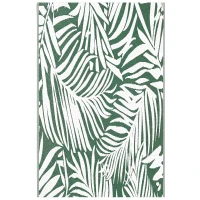 Outsunny Tappeto Esterno per Balcone e Terrazza Reversibile con Fantasia a Foglie, 152x243 cm, Verde e Bianco(m-1)