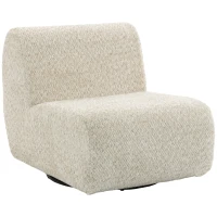 HOMCOM Poltrona da salotto girevole 360° in ciniglia con seduta extra larga, beige(m-13)