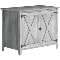 Outsunny Wooden Garden Shed, Outdoor Fir Wood Storage Shed with Shelf and Double Doors, Light Grey(m-1)