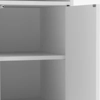 HOMCOM Slim Bedside Table Set of 2 with Charging Station, Narrow Bedside Cabinet with Adjustable Shelf, White(m-11)