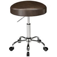 HOMCOM Drehhocker 360° mit höhenverstellbarer Sitzfläche, Kunstleder, Tragkraft 120 kg, 39x34.5x52-67.5 cm, Braun(m-8)