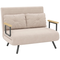 HOMCOM Divano Letto 3 in 1 in Tessuto Effetto Velluto con Schienale Regolabile e 2 Cuscini, 102x73x81 cm, Beige