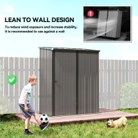 Outsunny 5.3 x 3.1ft Corrugated Steel Garden Shed - Light Grey(m-7)
