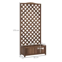 Outsunny Jardinière avec Treillis bac à Fleurs 76 x 36 x 170 cm Fond à Lattes Bois Sapin pré-huilé marron foncé(m-3)