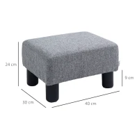 HOMCOM Linen Fabric Footstool Ottoman Cube with 4 Plastic Legs, Grey(m-3)
