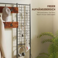 HOMCOM Garderobenständer, Kleiderständer mit Stoff-Schublade, 14 Haken für Flur, Schlafzimmer, Rustikal-Braun, Höhe 183 cm(m-5)