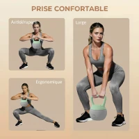 SPORTNOW Kettlebell 10kg Haltère avec Poignée Antidérapante pour Fitness Musculation Cardio, Gris et Vert(m-5)