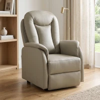HOMCOM Fauteuil Releveur Électrique Massage Vibration et Chaleur, Fauteuil Relax Électrique en PU, Dossier Inclinable, Gris(m-2)