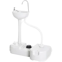 Outsunny Évier à Main Portable Station de Lavage Camping Jardin Extérieur Voyager avec Réservoir d'Eau 17L Gris(m-11)