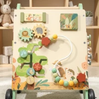 AIYAPLAY Carrello Primi Passi in Legno con Freno Regolabile, in Legno Levigati per Bambini 18+ Mesi, Verde(m-7)