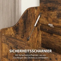 HOMCOM Aufbewahrungstruhe mit Sicherheits-Scharnier, Holztruhe mit Griffmulde für Wohnzimmer & Flur,  Rustikal-Braun(m-5)