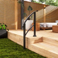 Outsunny Rampe d'escalier 1 à 3 marches garde-corps pour escalier réglable 0-45° avec kit d'installation 71 x 8 x 148 cm noir(m-10)