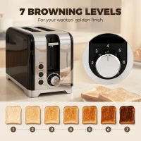 HOMCOM Waterkoker en toasterset met thermometer, 1,7 l, 2200 W waterkoker, 2-sleuven-toaster met 7 bruiningsstanden(m-6)