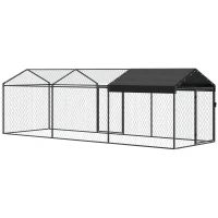 PawHut Enclos Poulailler Extérieur, Couverture Imperméable, 2 Portes Latérales, pour 3-5 Poules, 3x1x1m, Acier, Noir(m-13)