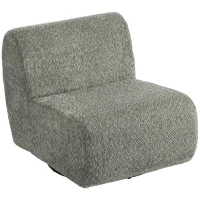HOMCOM Fauteuil lounge pivotant effet chenille, assise large, pour salon, chambre, gris(m-1)