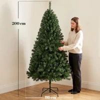 HOMCOM Künstlicher Weihnachtsbaum 195 cm mit 1000 Zweigen, klappbarer Fuß, dreiteiliges Design, einfach zu montieren, grün(m-3)