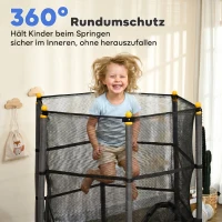 HOMCOM Trampolin für Kinder, Ø163 cm, mit Sicherheitsnetz, In- und Outdoor, Belastung bis 50 kg, Stahl, Kunststoff, Schwarz(m-6)
