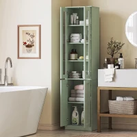 HOMCOM Mueble de Baño Alto de 6 Estantes con Estante Regulable Verde Salvia(m-10)