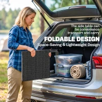 Outsunny Square PE Wicker Rattan Folding Table - Black(m-4)